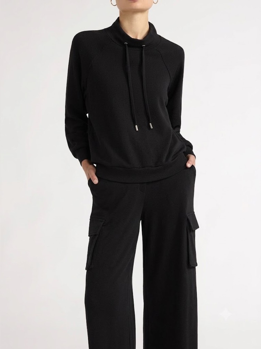 Scoop, Ultimate ScubaKnit Funnel Neck Sweatshirt and Matching Cargos, Black, L